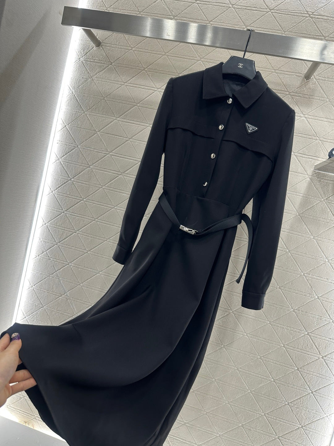 Located Shirt Dress with Belt