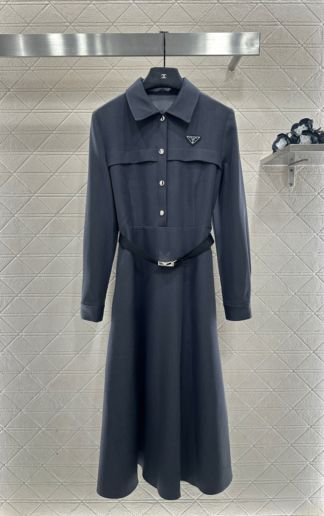 Located Shirt Dress with Belt