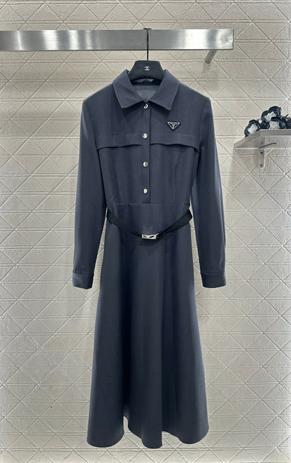 Located Shirt Dress with Belt