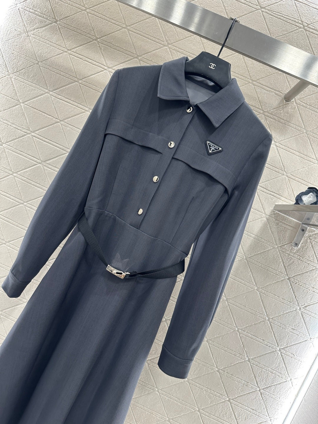 Located Shirt Dress with Belt