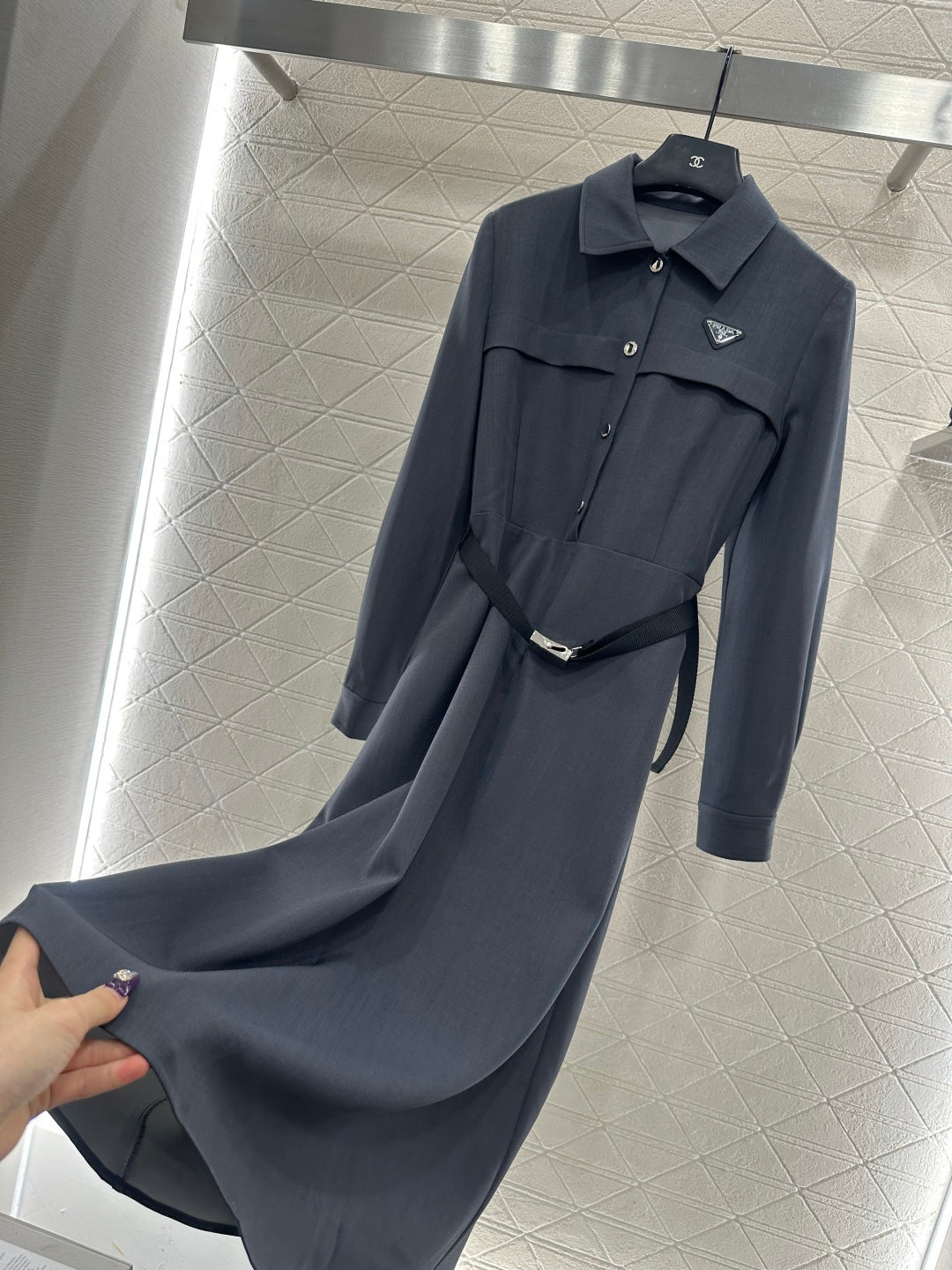 Located Shirt Dress with Belt