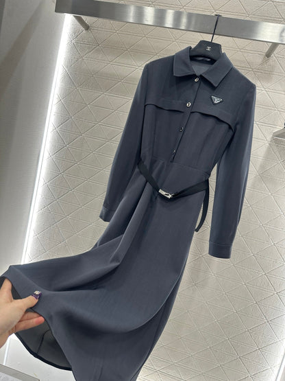 Located Shirt Dress with Belt