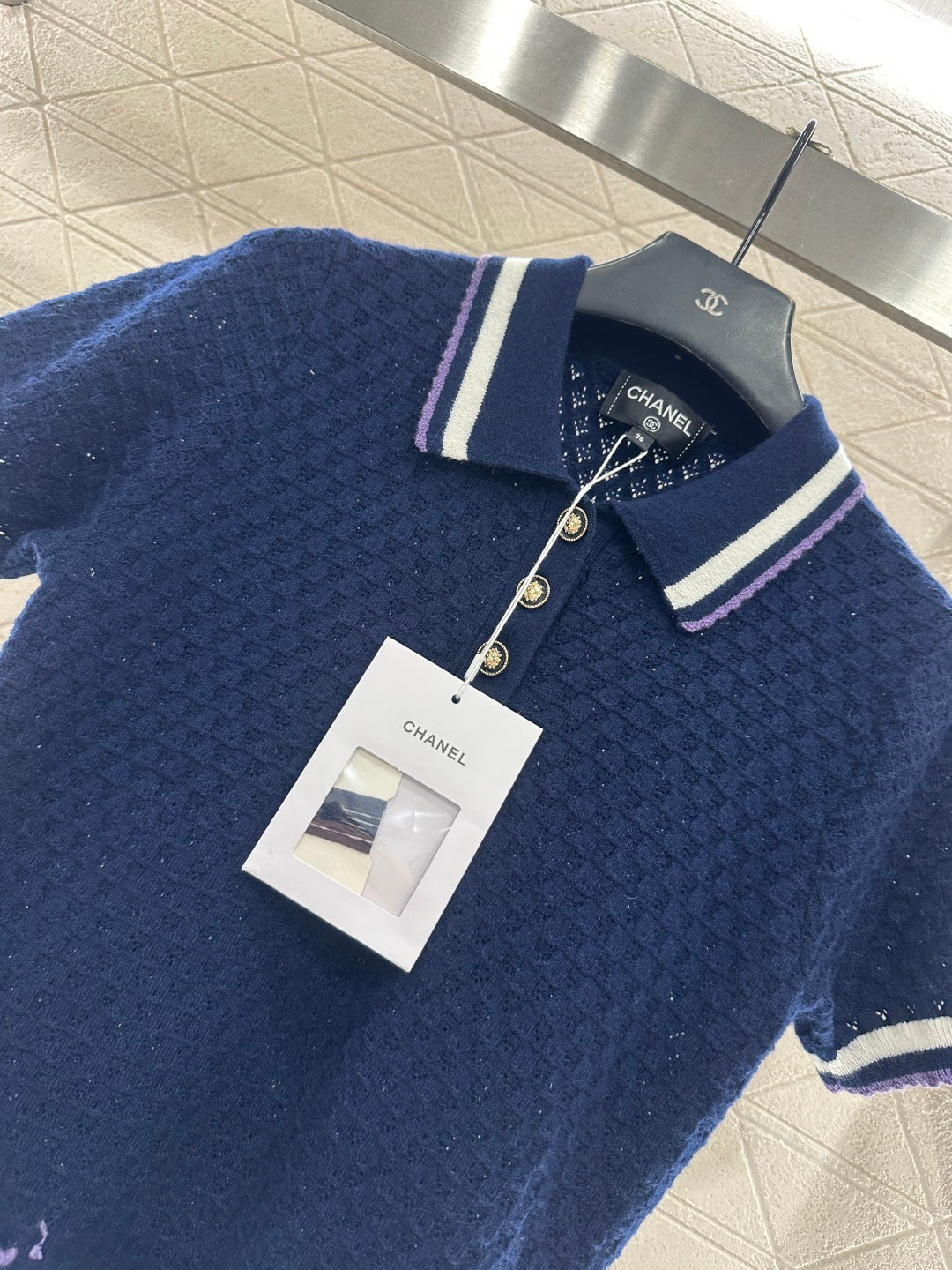 Collared Knit Short-Sleeve Dress