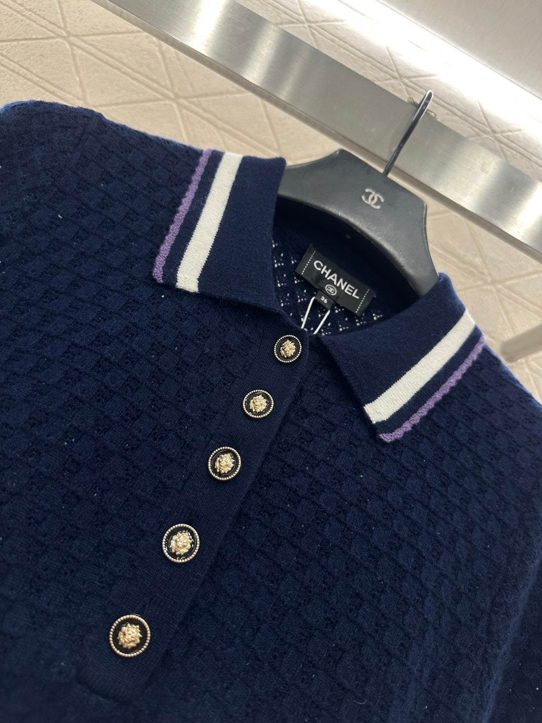 Collared Knit Short-Sleeve Dress
