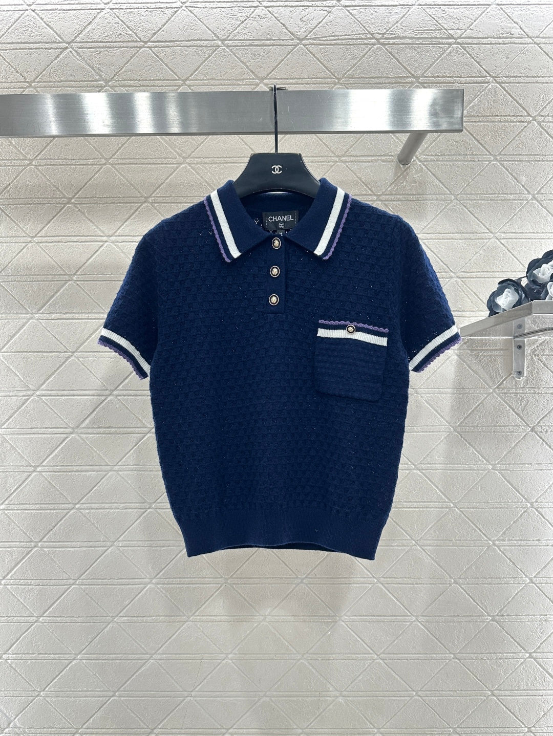 Collared Knit Short-Sleeve T-Shirt