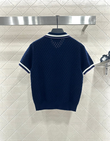 Collared Knit Short-Sleeve T-Shirt