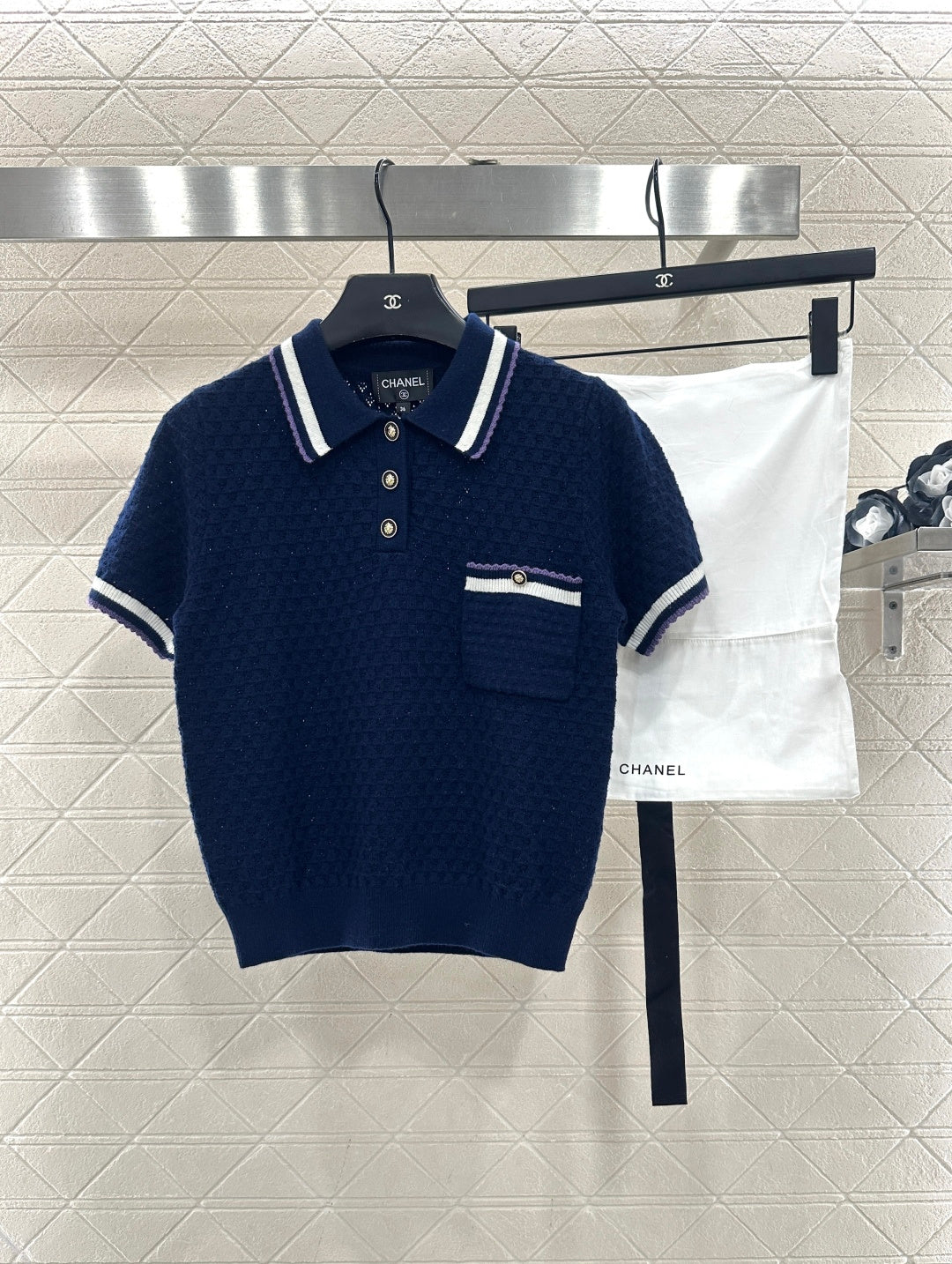 Collared Knit Short-Sleeve T-Shirt