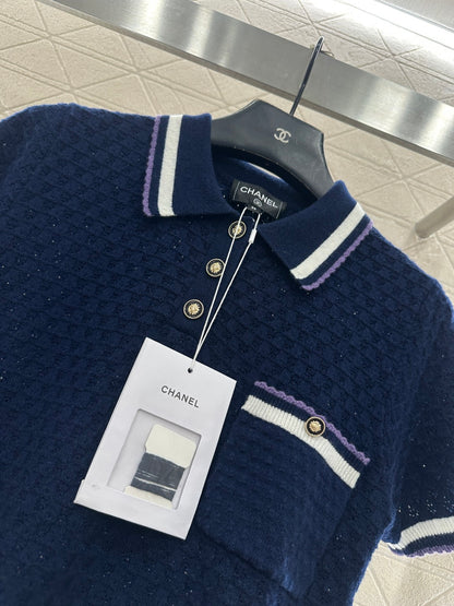 Collared Knit Short-Sleeve T-Shirt