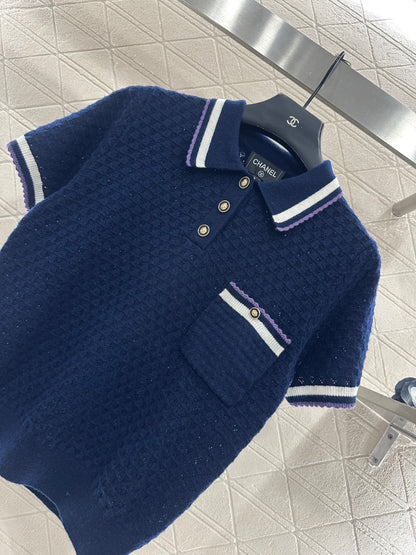 Collared Knit Short-Sleeve T-Shirt
