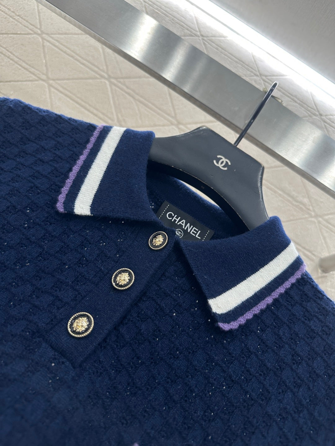 Collared Knit Short-Sleeve T-Shirt