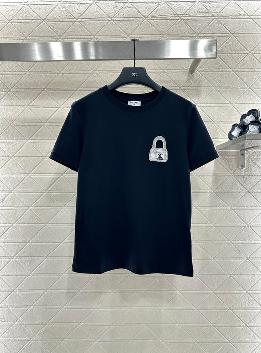 Rhinestone Beaded Logo T-Shirt