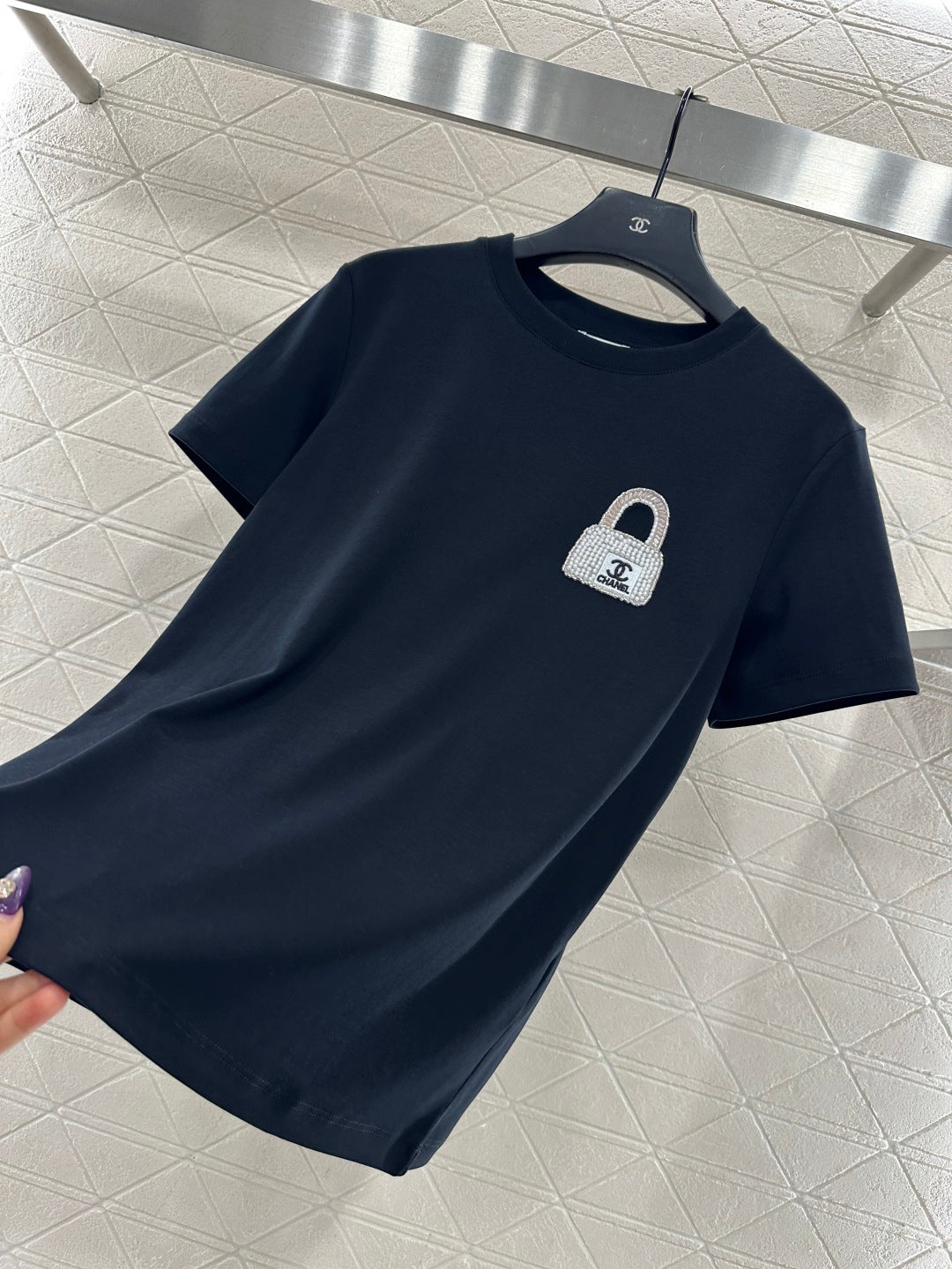 Rhinestone Beaded Logo T-Shirt