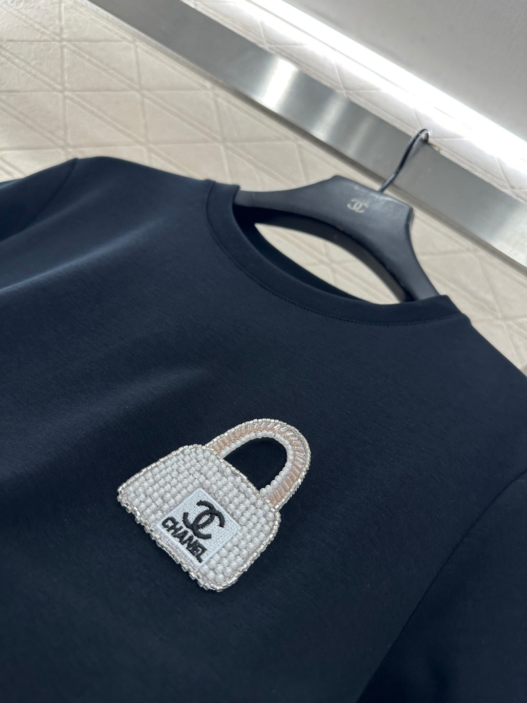 Rhinestone Beaded Logo T-Shirt