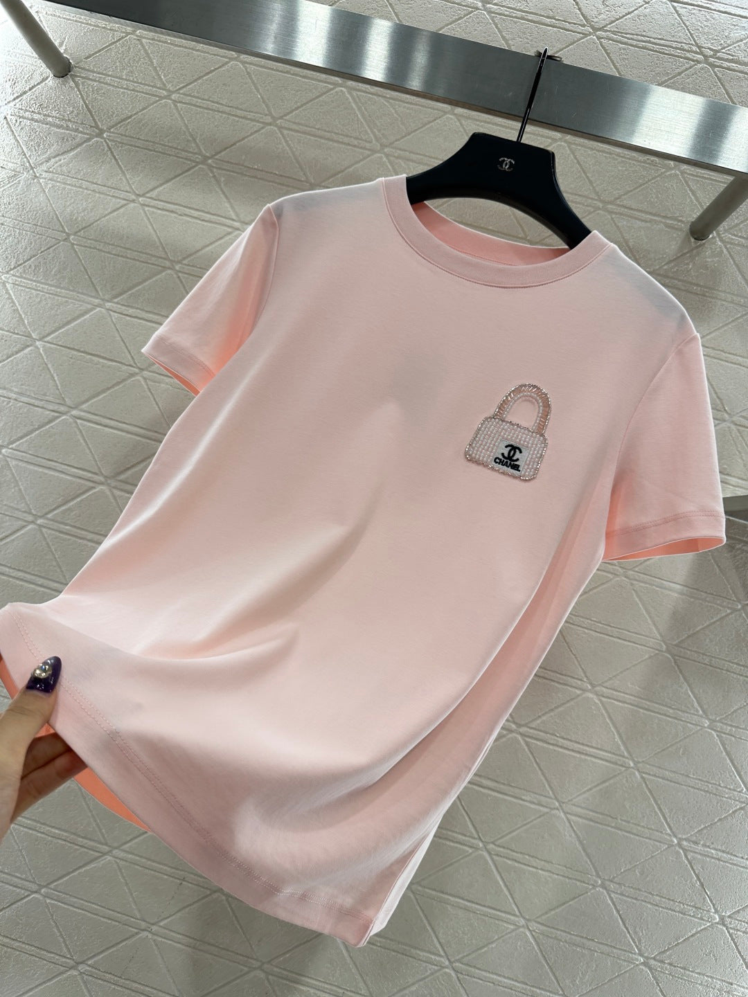 Rhinestone Beaded Logo T-Shirt