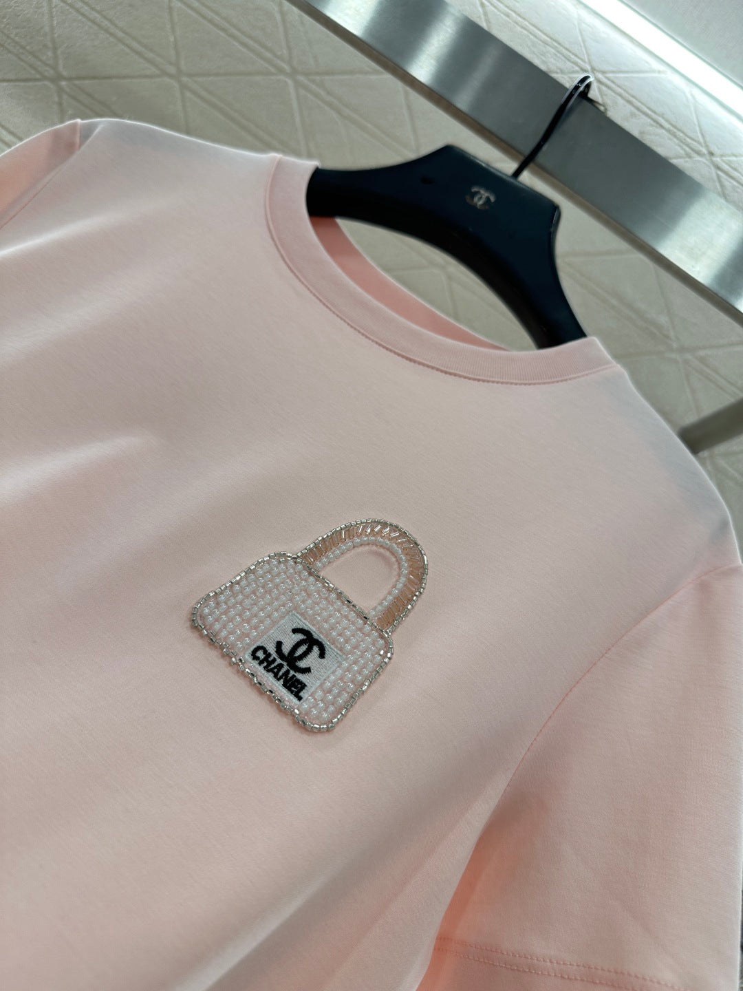 Rhinestone Beaded Logo T-Shirt