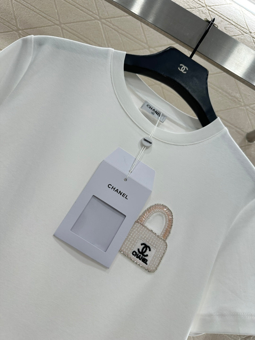 Rhinestone Beaded Logo T-Shirt