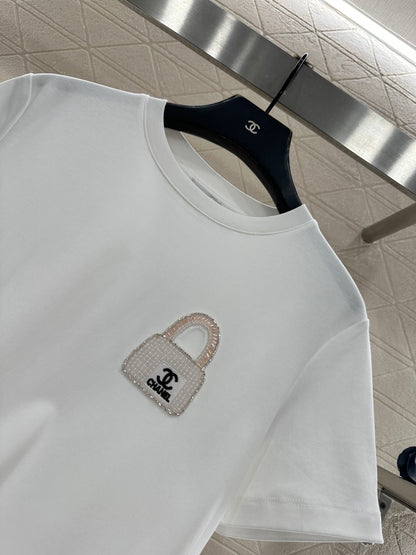 Rhinestone Beaded Logo T-Shirt