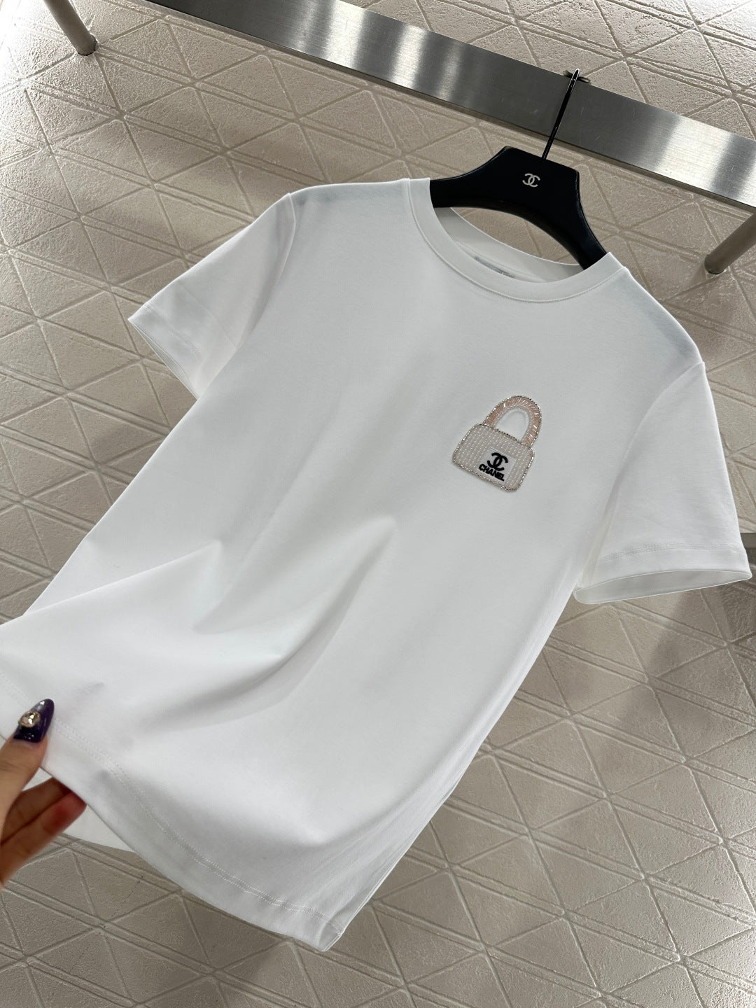 Rhinestone Beaded Logo T-Shirt