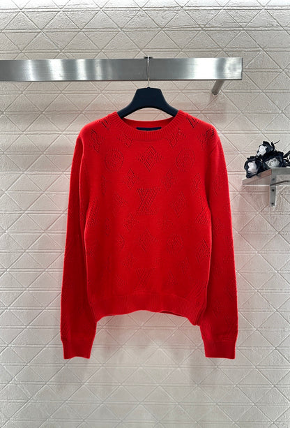 Jacquard Openwork Logo Sweater