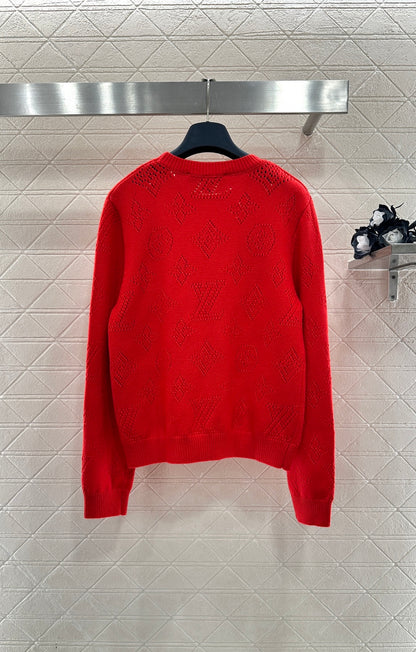 Jacquard Openwork Logo Sweater