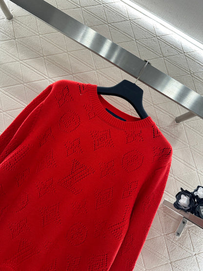 Jacquard Openwork Logo Sweater