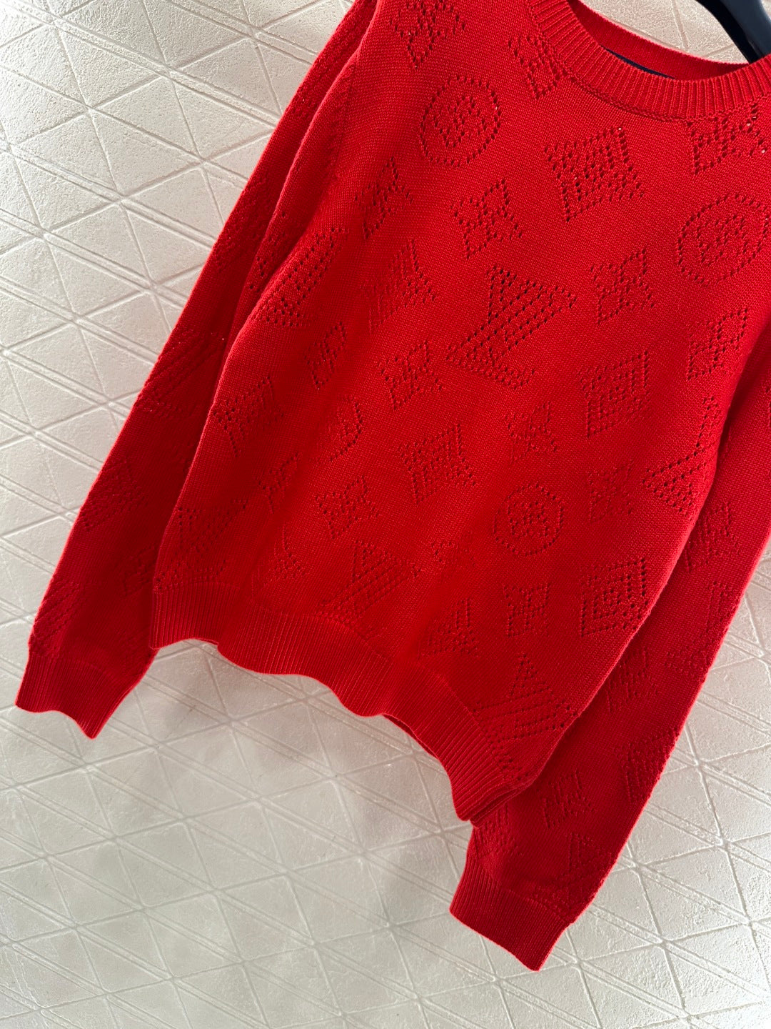 Jacquard Openwork Logo Sweater