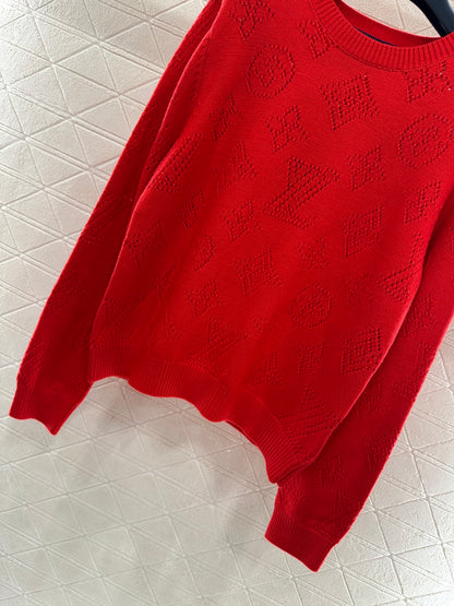 Jacquard Openwork Logo Sweater