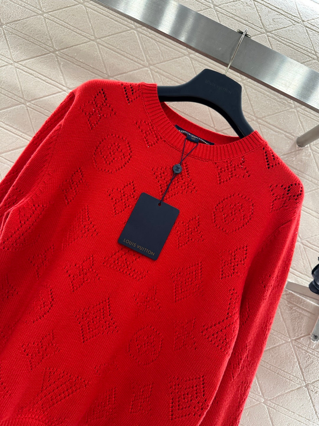 Jacquard Openwork Logo Sweater