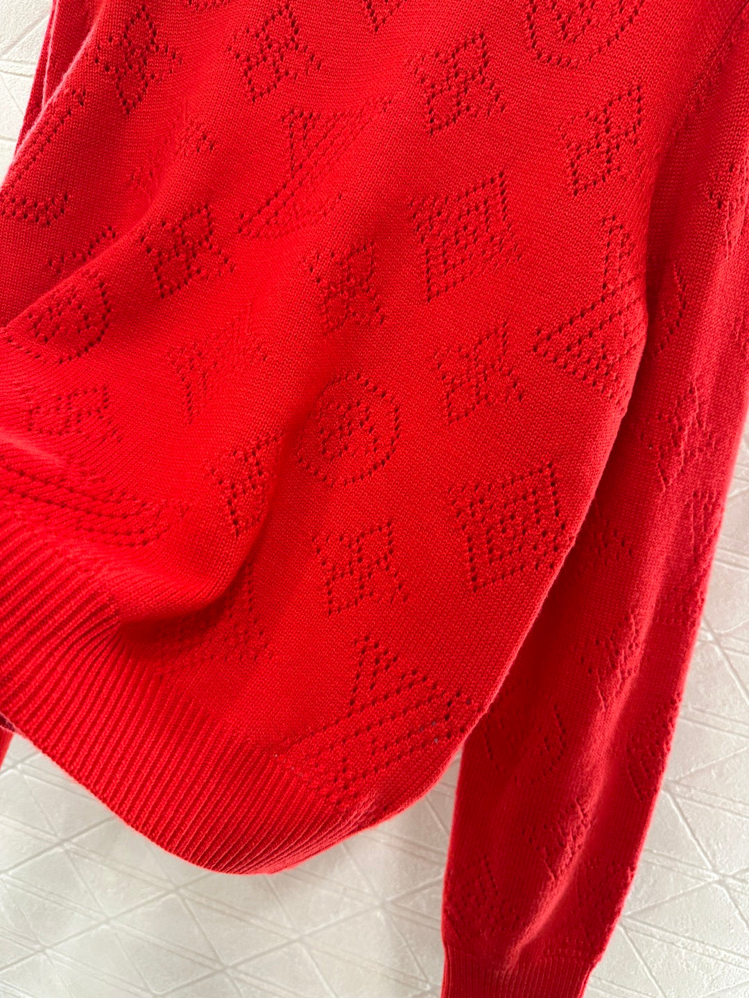 Jacquard Openwork Logo Sweater