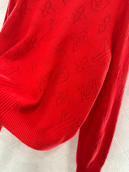 Jacquard Openwork Logo Sweater