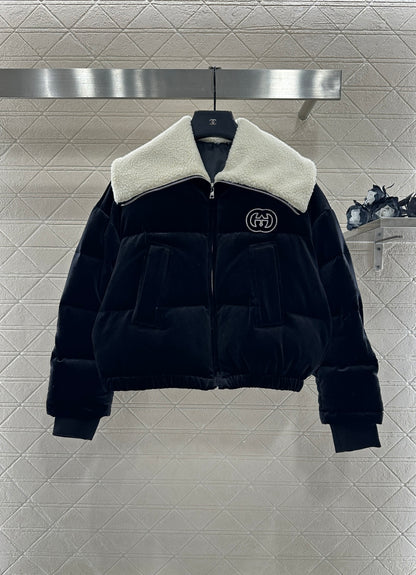 Velvet Teddy Bear Collar Down Jacket