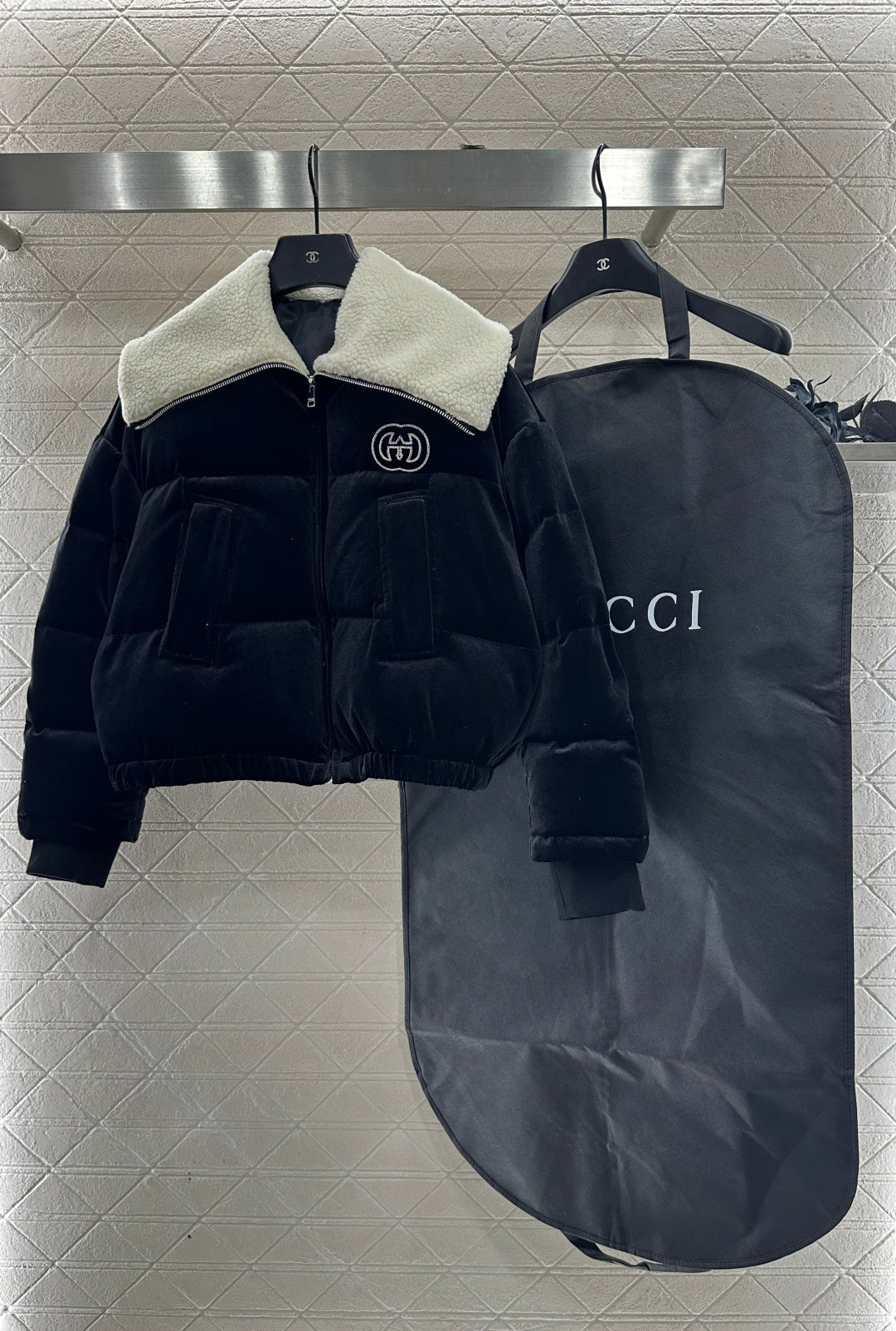 Velvet Teddy Bear Collar Down Jacket