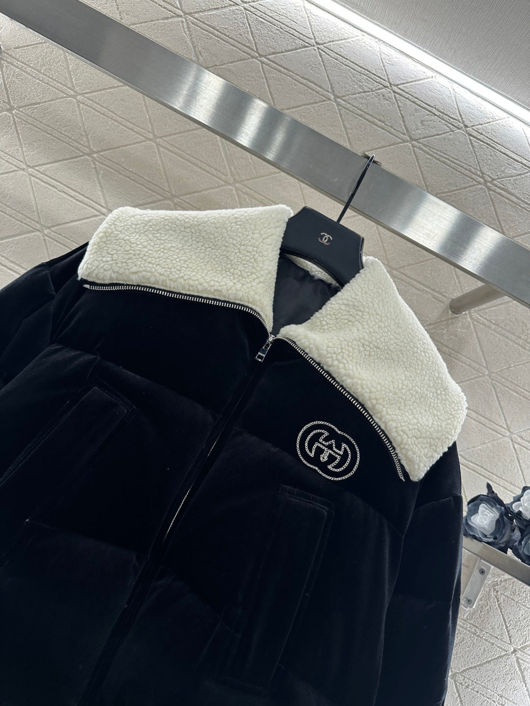 Velvet Teddy Bear Collar Down Jacket