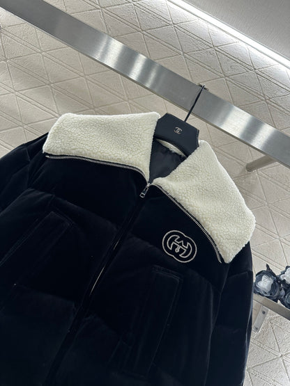 Velvet Teddy Bear Collar Down Jacket