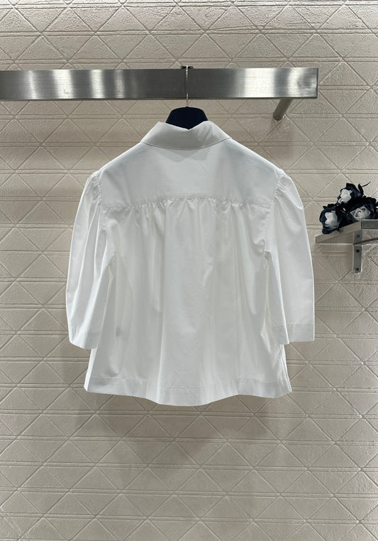 Collared Pocket Mid-Sleeve Shirt