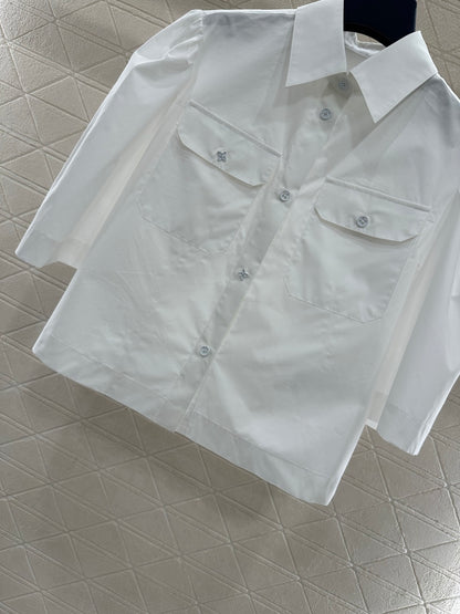 Collared Pocket Mid-Sleeve Shirt