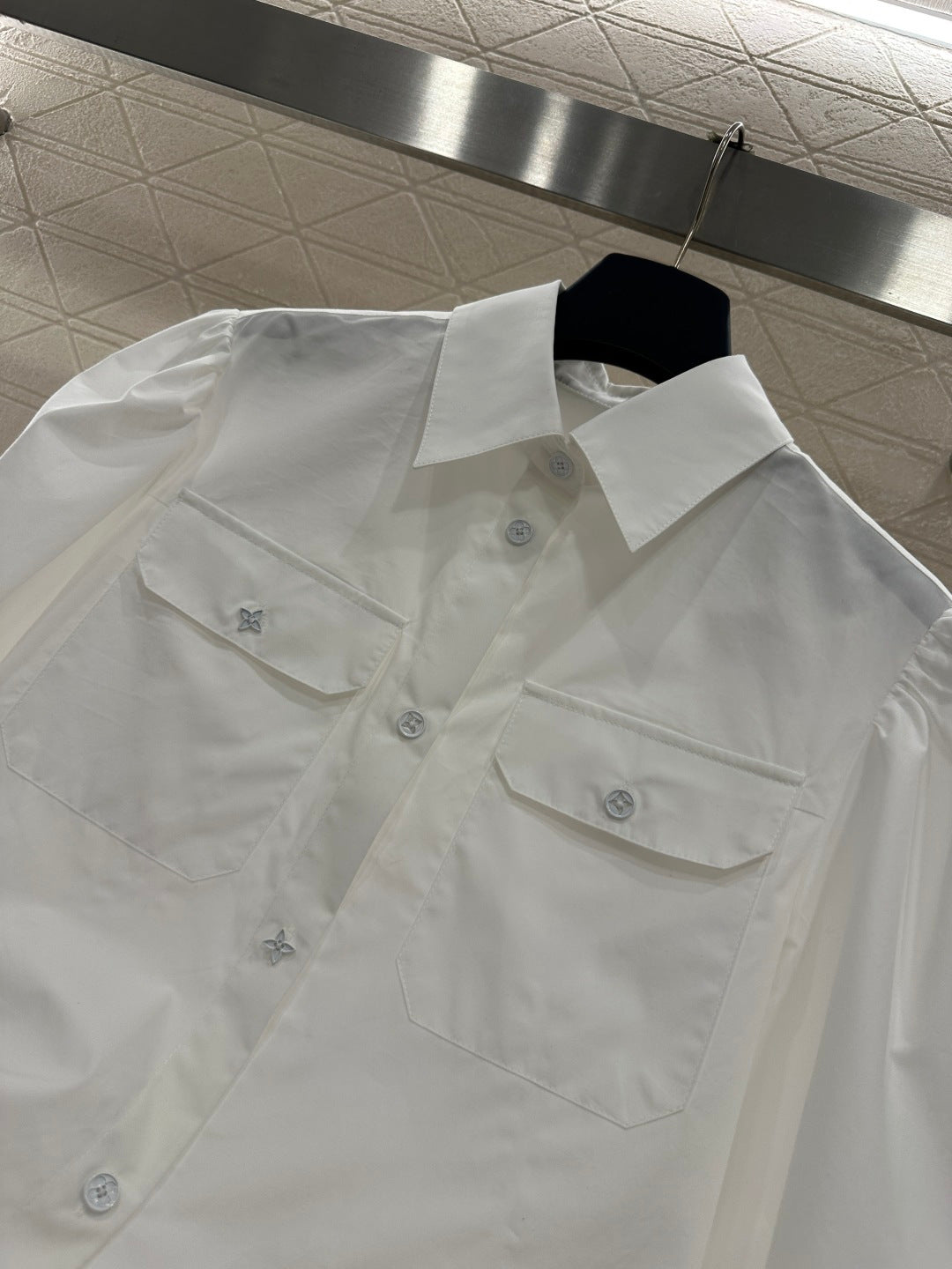 Collared Pocket Mid-Sleeve Shirt