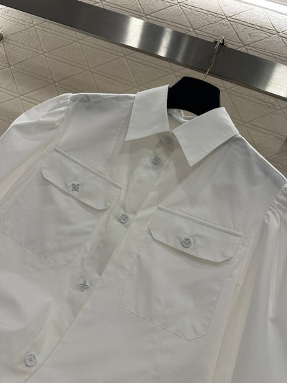 Collared Pocket Mid-Sleeve Shirt
