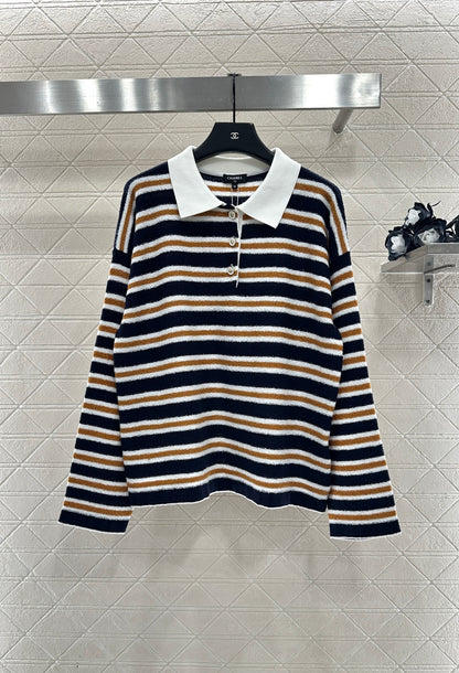 Knitted Striped Long-Sleeve Shirt