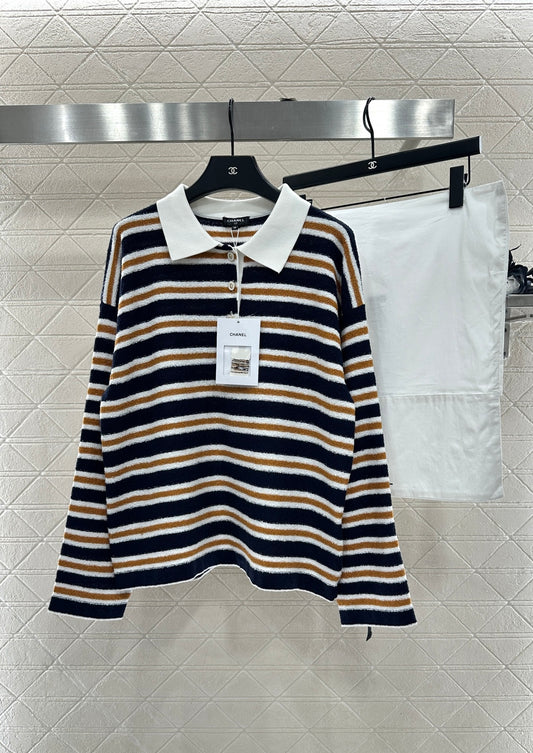 Knitted Striped Long-Sleeve Shirt