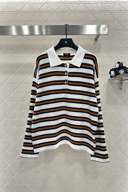 Knitted Striped Long-Sleeve Shirt