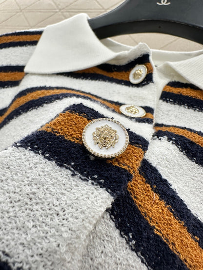 Knitted Striped Long-Sleeve Shirt