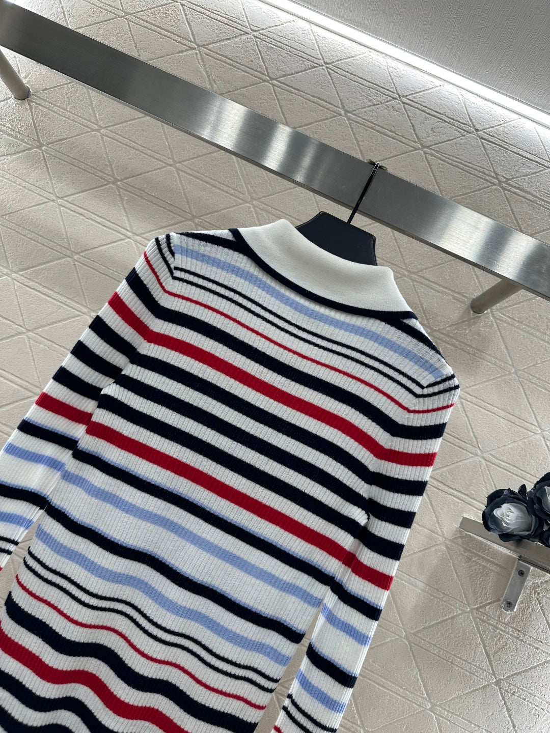 Striped Collared Long-Sleeve Top