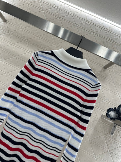 Striped Collared Long-Sleeve Top