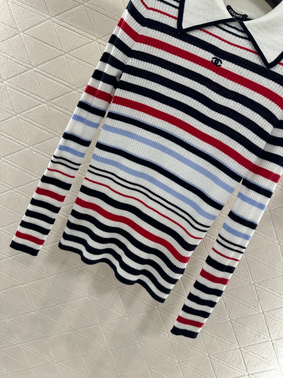 Striped Collared Long-Sleeve Top
