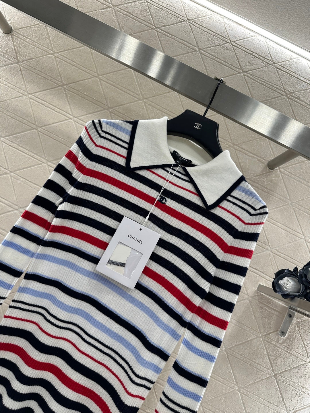 Striped Collared Long-Sleeve Top