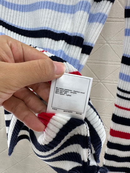 Striped Collared Long-Sleeve Top