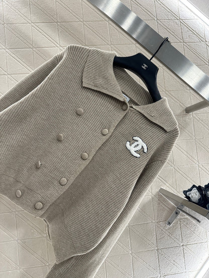 Double-breasted Lapel Cardigan