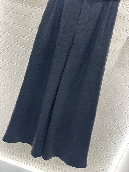 Woolen Belt Wide-Leg Trousers