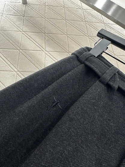 Woolen Belt Wide-Leg Trousers